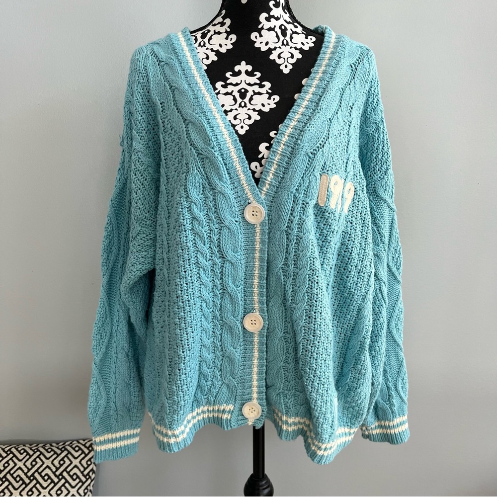 Taylor Swift 1989 Taylor's Version Cableknit Cardigan Size M/L Slouchy Varsity